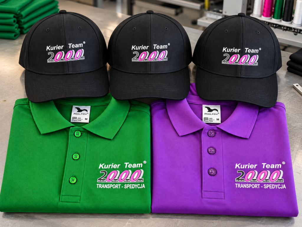 koszulka polo z nadrukiem, koszulka polo z logo firmy, czapka z daszkiem z logo firmy, polar z logo firmy, polar z haftem komputerowym