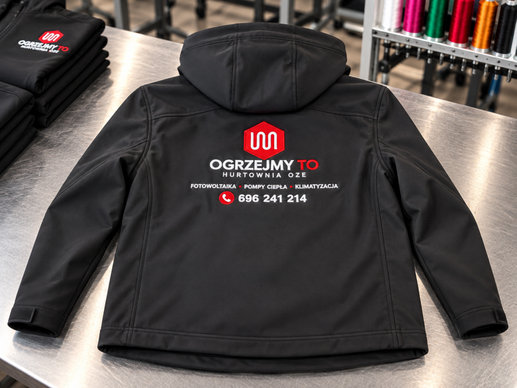 softshell z logo firmy, softshell z haftem komputerowym